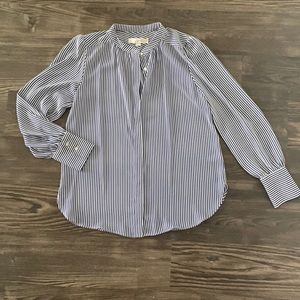 Blue and White Striped Blouse